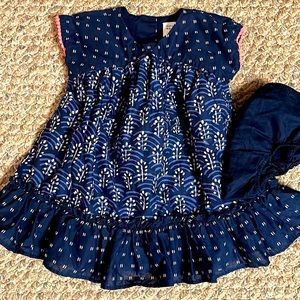 NWOT BABY GAP BUBBLE DRESS BLUE MEDITERRANEAN MIXED PRINTS & DC 18-24 MONTHS